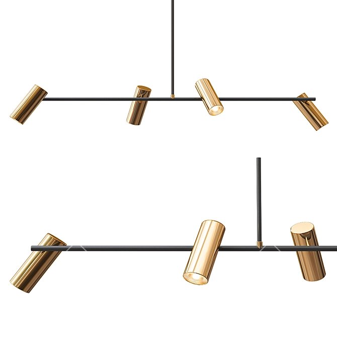 Modern Brass Diner Pendant: Obie 3D model image 1