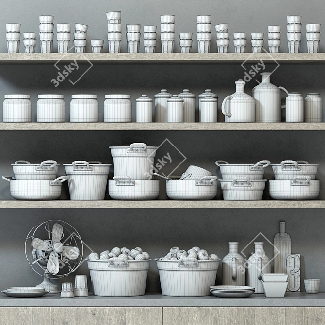 Industrial Style Kitchen Decor Set 3D model image 3