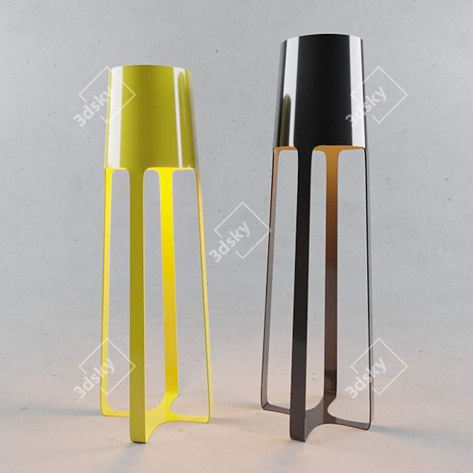 Octopus Floor Lamp: Black & Yellow, 150cm & 140cm 3D model image 1