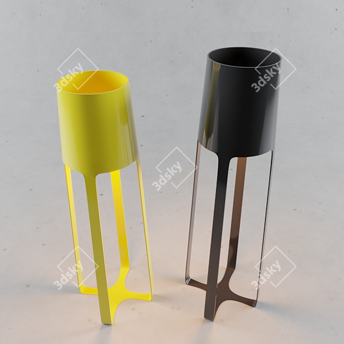 Octopus Floor Lamp: Black & Yellow, 150cm & 140cm 3D model image 2