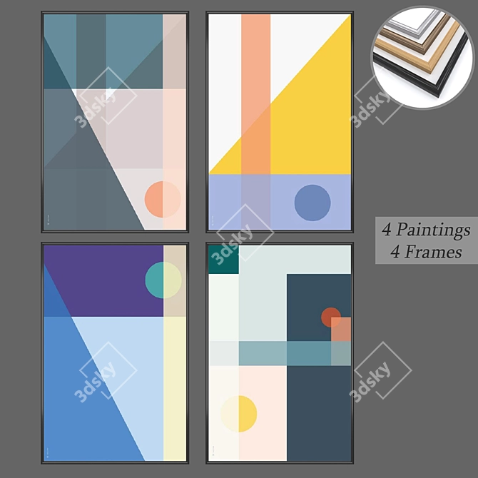 Versatile Set of Wall Paintings 3D model image 1