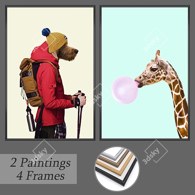 Versatile Set of Wall Paintings & Frames 3D model image 1