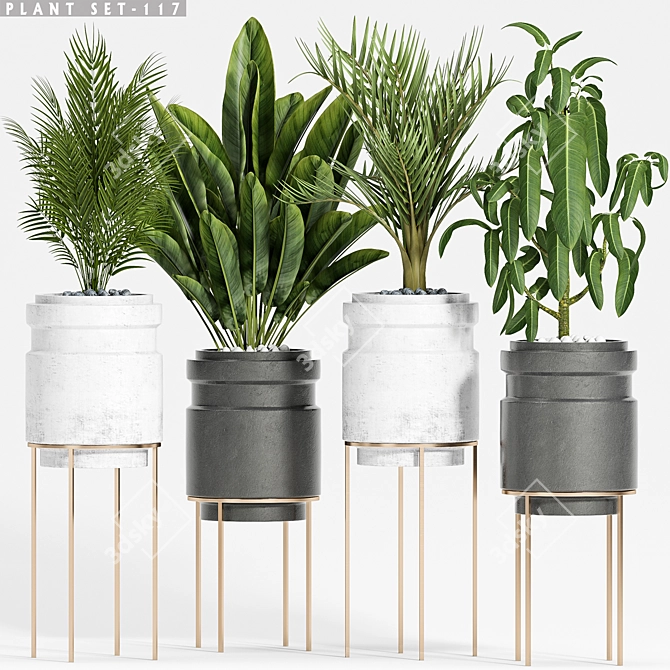 Modern Home Plant Decor Set 3D model image 1