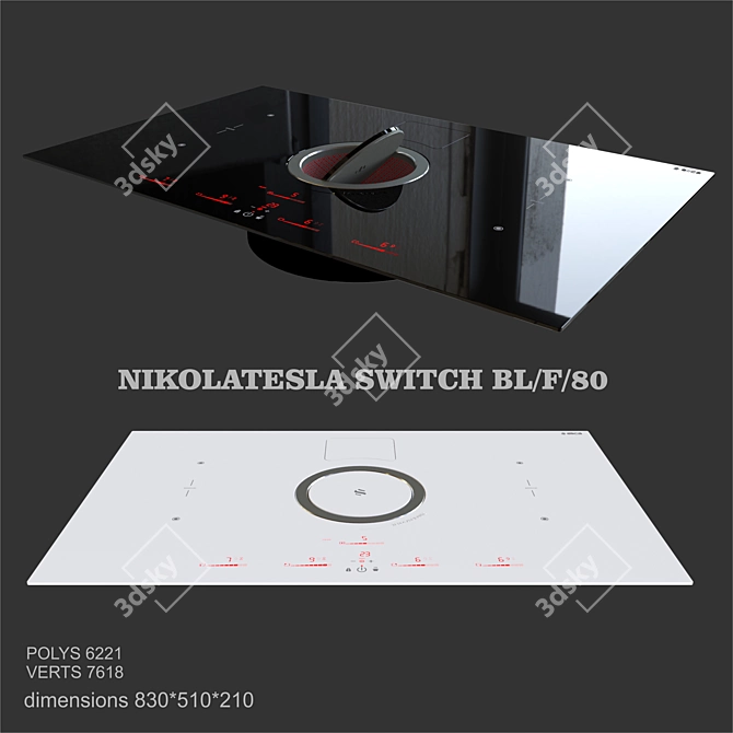 Elica NIKOLATESLA BL/F/80 Induction Cooktop with Extractor 3D model image 1