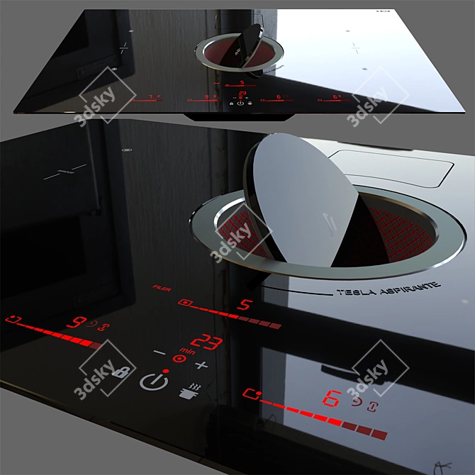 Elica NIKOLATESLA BL/F/80 Induction Cooktop with Extractor 3D model image 2