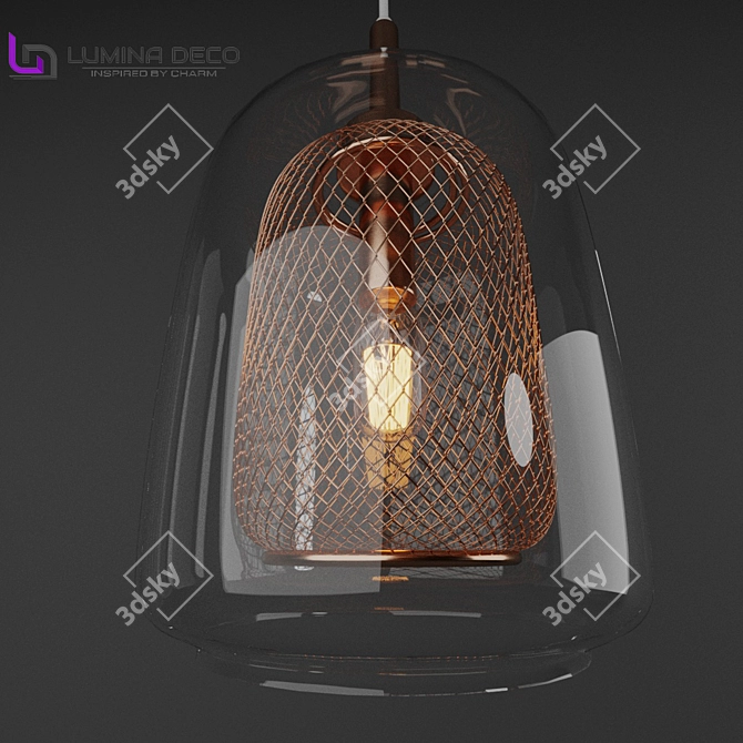 Lumina Deco Bessa Pendant: Elegant Rosé Gold Lighting 3D model image 3