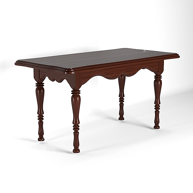 Elegant Wooden Classic Table 3D model image 1