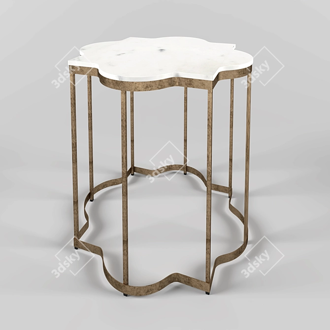 Elegant Arabesque Marble Side Table 3D model image 1