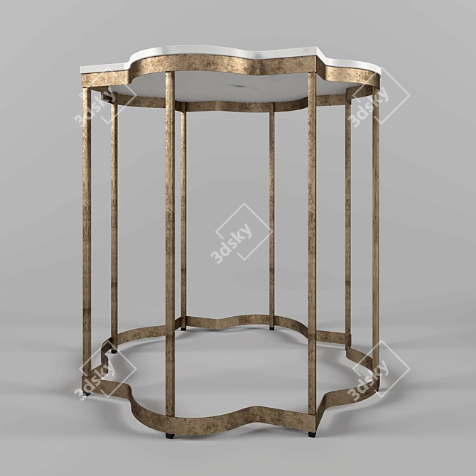 Elegant Arabesque Marble Side Table 3D model image 3