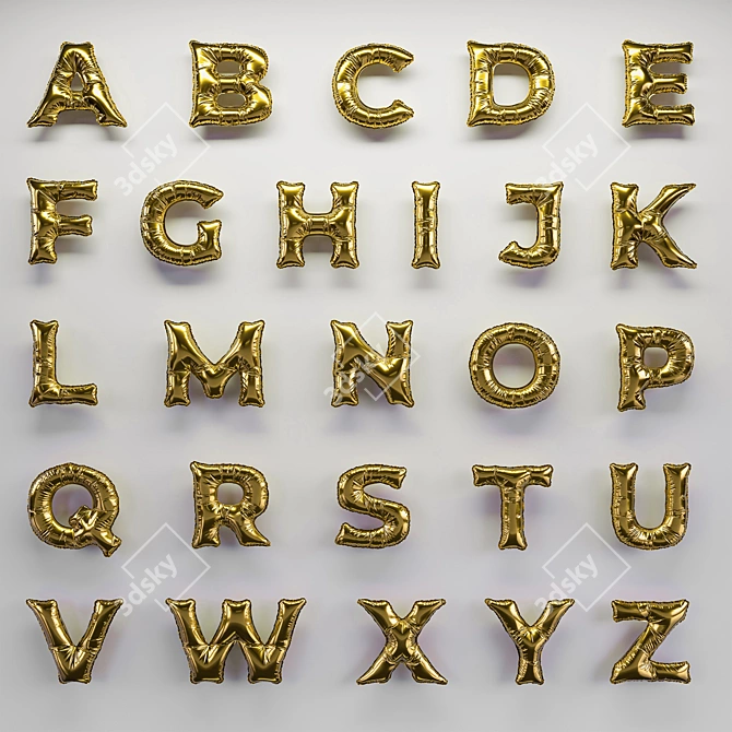 Colorful Alphabet Balloons Set 3D model image 1