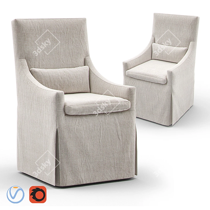 RH Belgian Slip Covered Armchair 3D model image 1