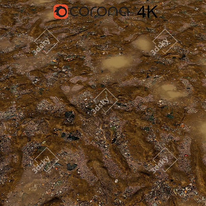 Rainy Mud Soil: High-Res Textures 3D model image 1