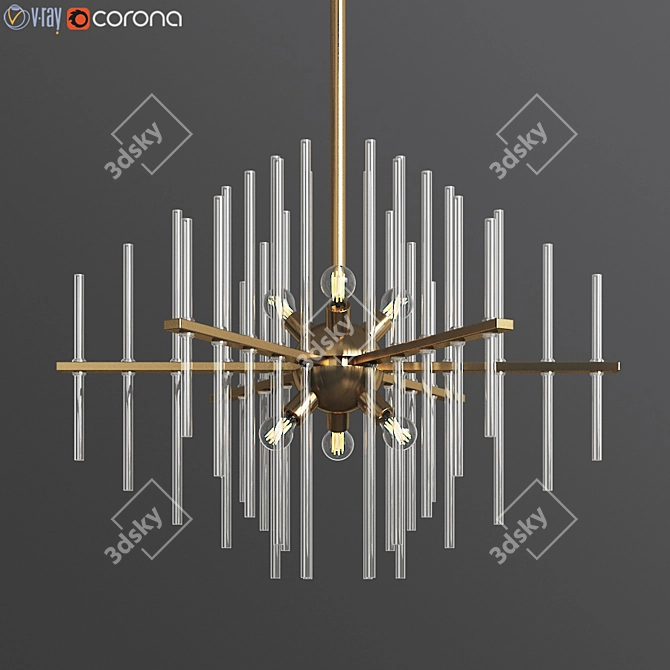 Modern 6-Light Brass Chandelier 3D model image 1