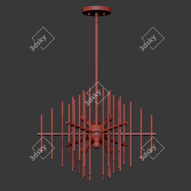 Modern 6-Light Brass Chandelier 3D model image 2