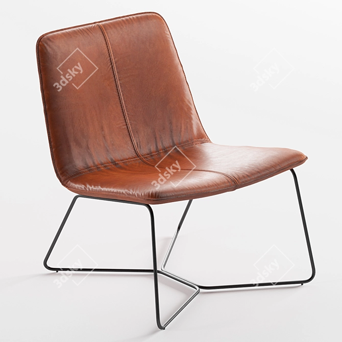 Sleek Leather Lounge Chair 3D model image 1