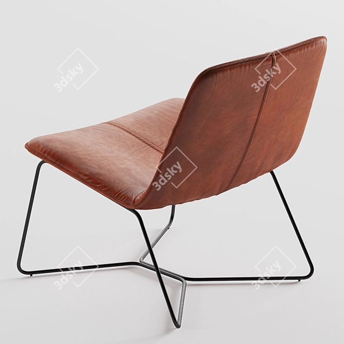 Sleek Leather Lounge Chair 3D model image 2