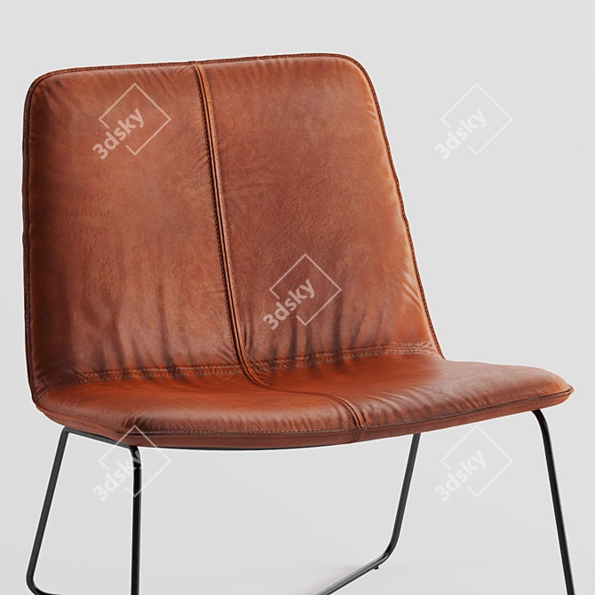 Sleek Leather Lounge Chair 3D model image 3