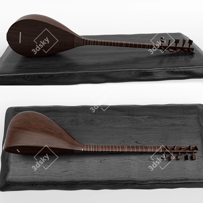 Authentic Azerbaijani Saz Instrument 3D model image 1