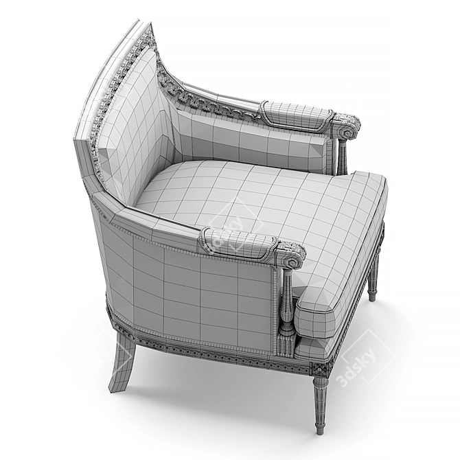 Elegant Carved Baker Chair 3D model image 3