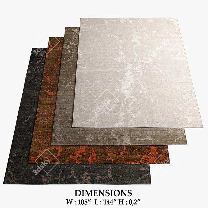 Fusion Rugs Collection: Silver, Taupe, Feu, Anthracite 3D model image 1