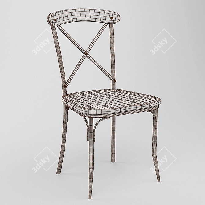 Modern Rustic Cross Back Dining Chair 3D model image 3