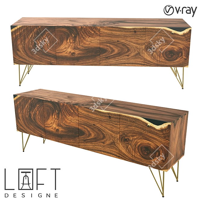 Rustic Metal & Wooden Chest - LoftDesigne 7301 3D model image 1