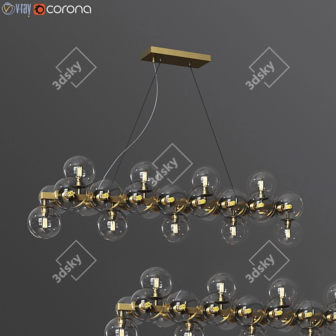Modern Brass and Glass Pendant: Maytoni Dallas 3D model image 1