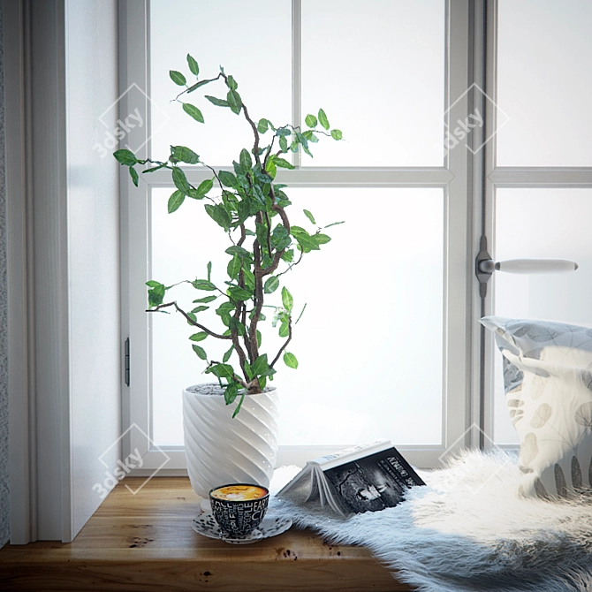 Cozy Window Sill Decor 3D model image 2