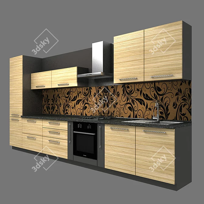 Modern Kitchen Furniture Set 3D model image 1