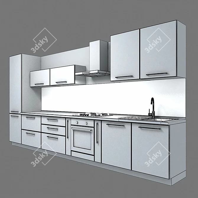 Modern Kitchen Furniture Set 3D model image 2