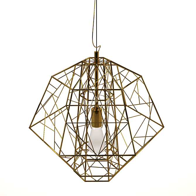 Geometric Gold Pendant: Contemporary Glam in Metal 3D model image 2