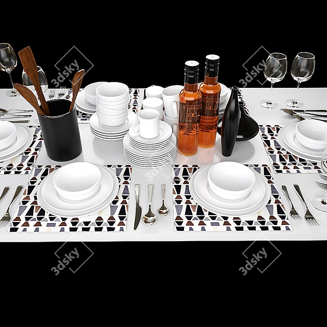 Smoothly Detailed Tableware Set 3D model image 2