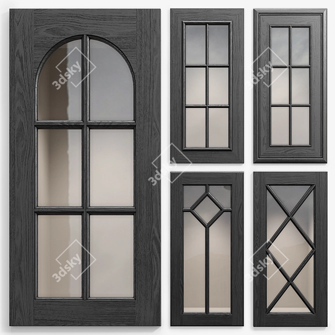 Elegant Cabinet Doors Set 3D model image 1