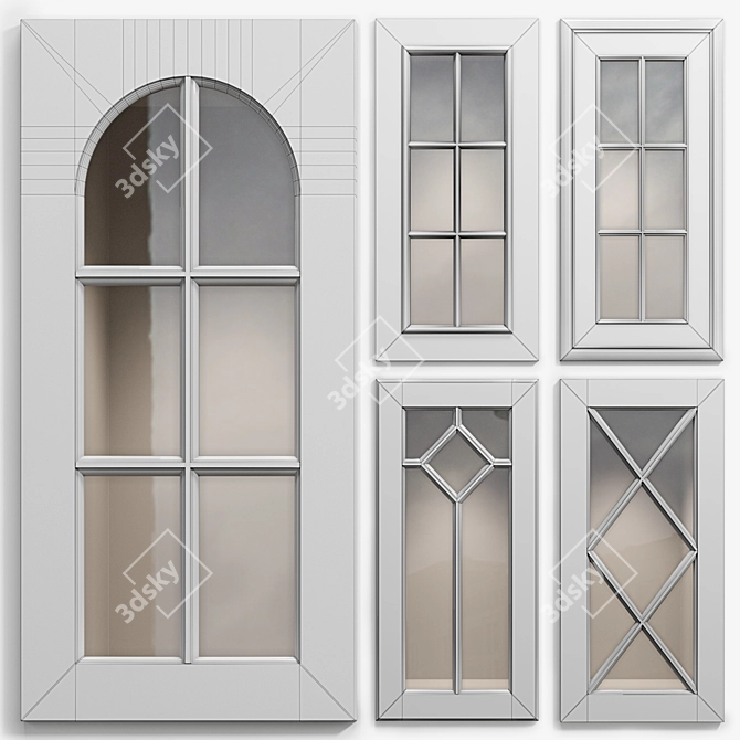 Elegant Cabinet Doors Set 3D model image 2