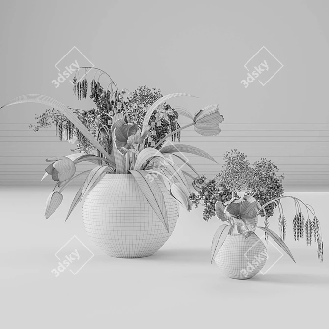 Spring Blossom Tulip Bouquet 3D model image 3