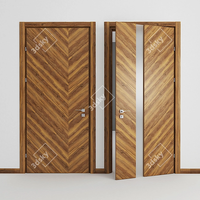 Elegant Veneered Doors 3D model image 1