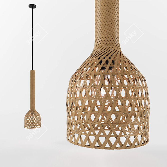 Natural Rattan Ceiling Lamp 3D model image 1