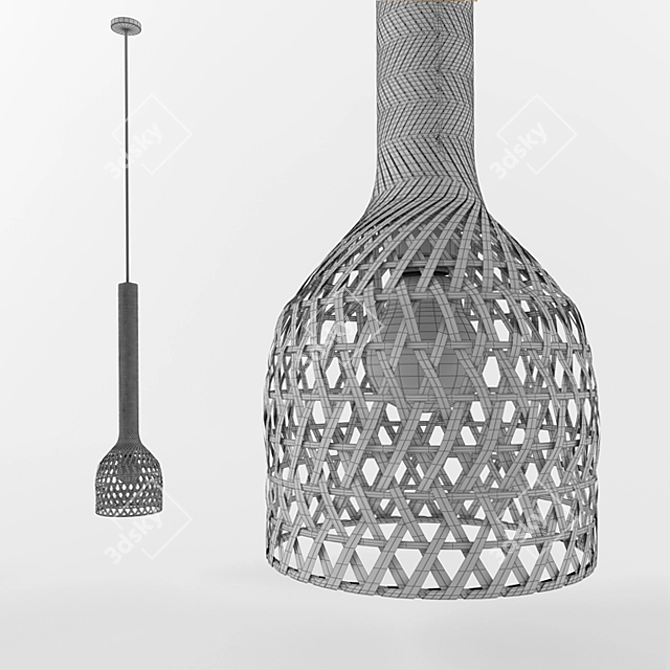 Natural Rattan Ceiling Lamp 3D model image 2