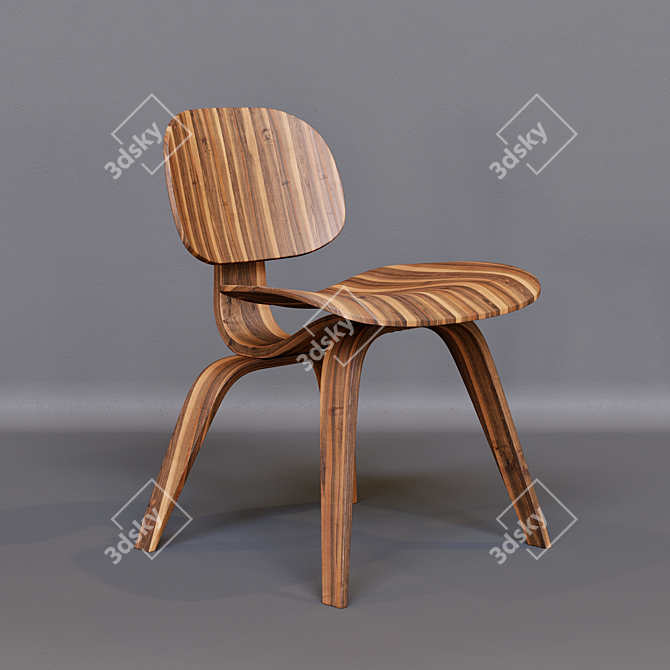 Elegant Plywood DCW Chair 3D model image 1