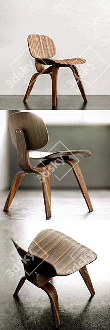 Elegant Plywood DCW Chair 3D model image 2