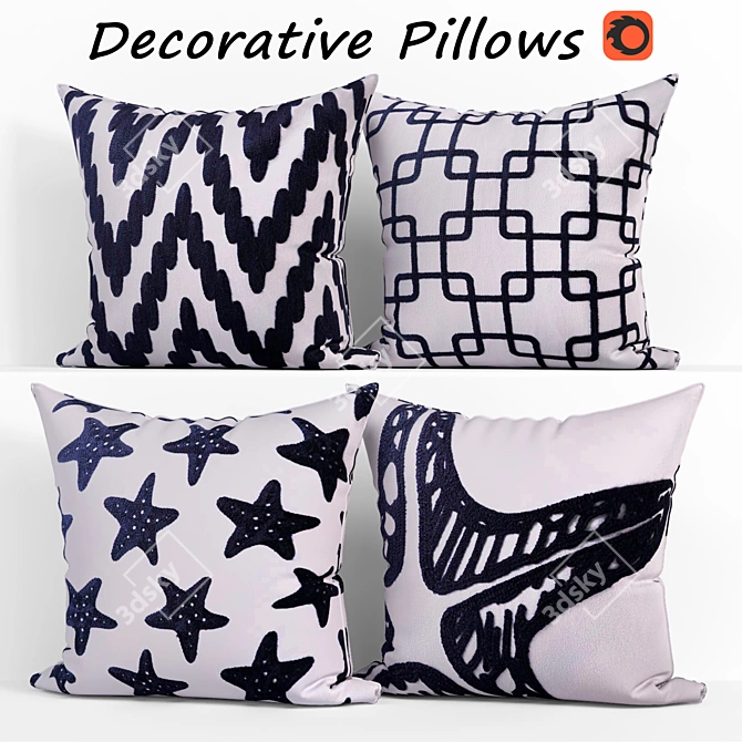 Set of 4 Decorative Pillows | Phantoscope Collection 3D model image 1