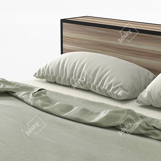 Modern Dark Oak Slim Bed 3D model image 2