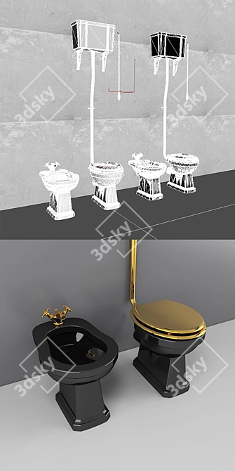 Luxury WC & Bidet Set 3D model image 3