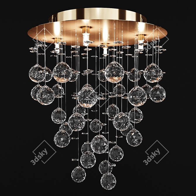 Elegant Gold Crystal Pendant 3D model image 1