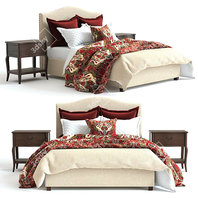 Elegant Pottery Barn Raleigh Bed 3D model image 1