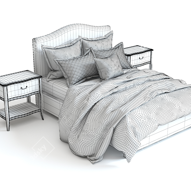 Elegant Pottery Barn Raleigh Bed 3D model image 2