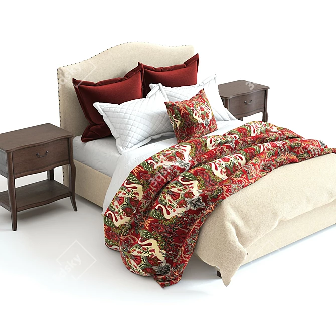 Elegant Pottery Barn Raleigh Bed 3D model image 3