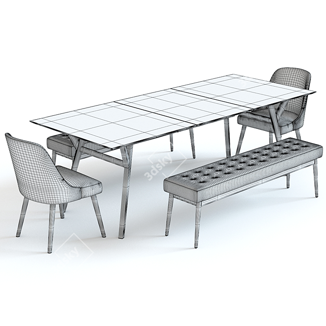 West Elm Mid Century Table Set 3D model image 3