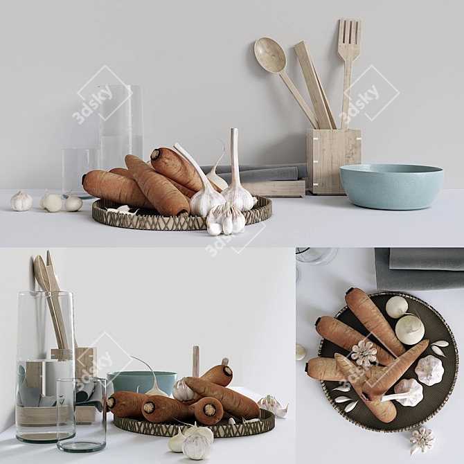 Scandinavian Kitchen Decor Set 3D model image 1