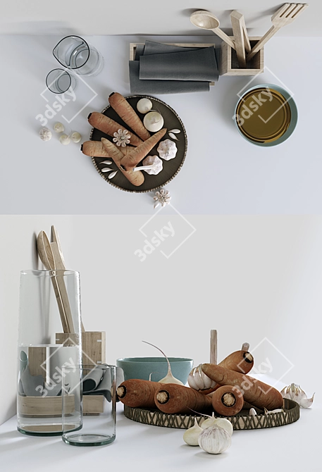 Scandinavian Kitchen Decor Set 3D model image 2